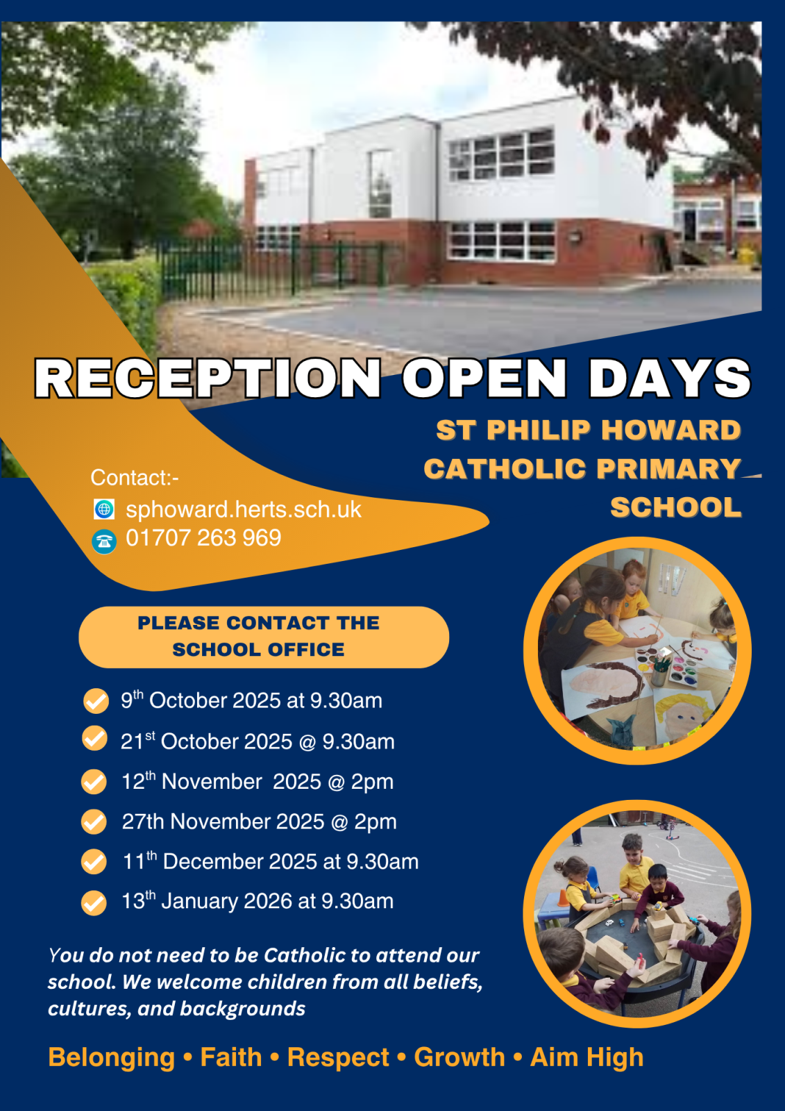 We are delighted to invite you to our Open Mornings where our Headteacher will welcome you and Year 6 pupils are looking forward to showing you around our wonderful school.